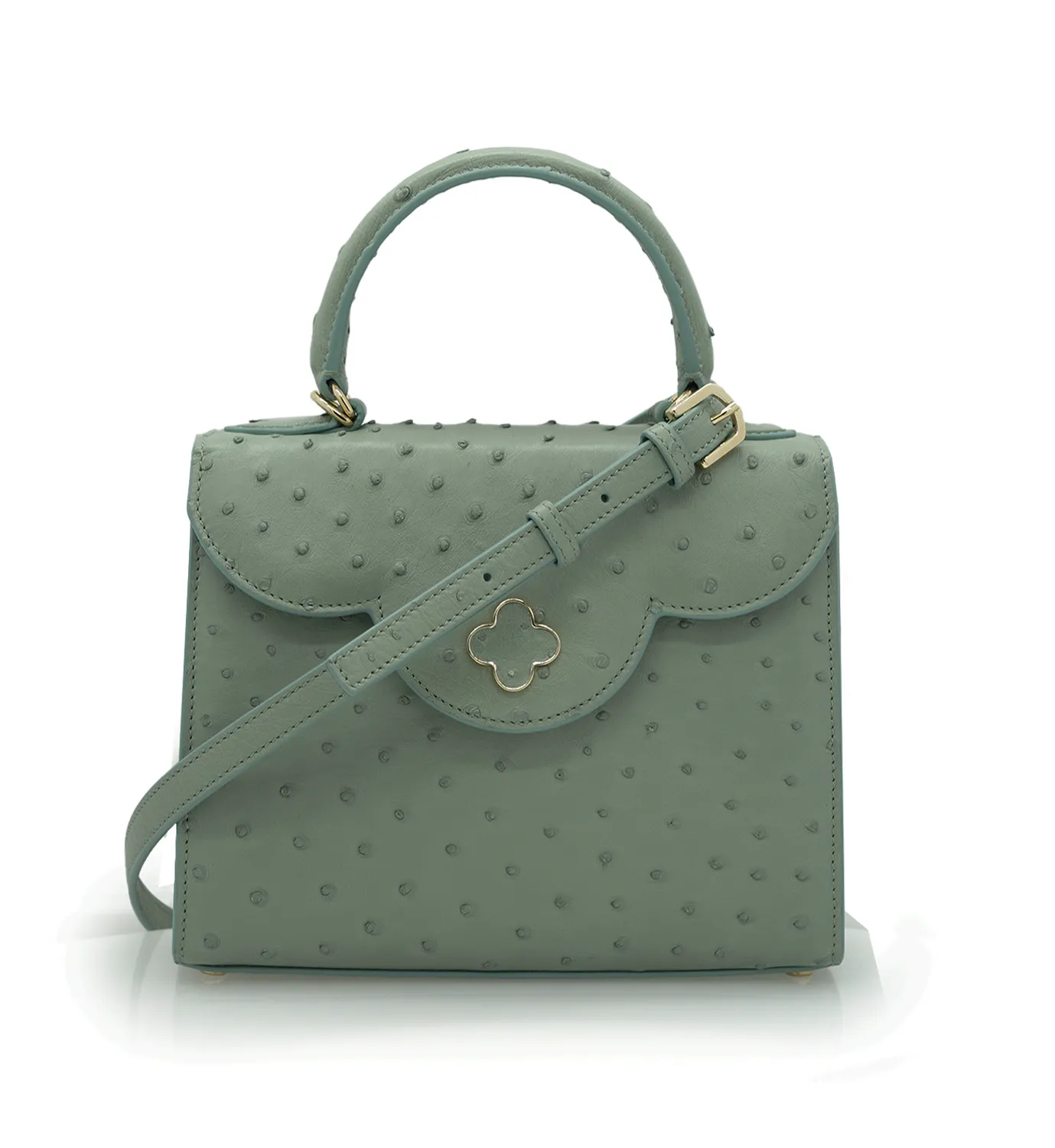 Cardinal Milano First Lady Borsa Pelle Struzzo Salvia
