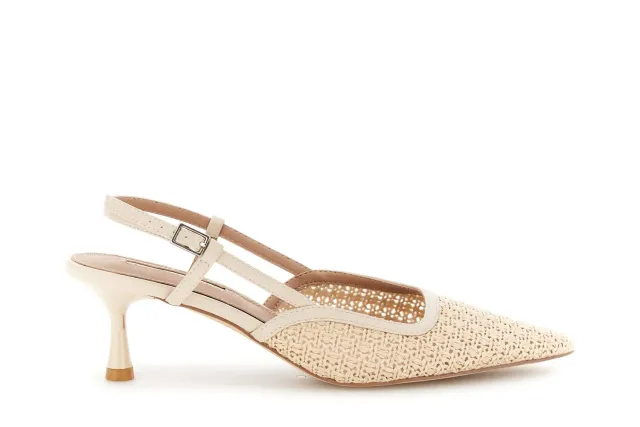 CafèNoir slingback rafia décolleté tacco rocchetto