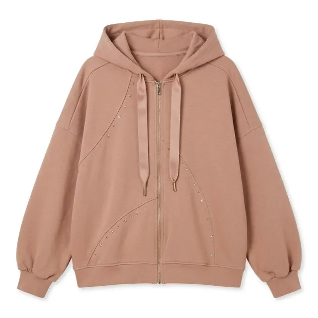 CafèNoir Felpa Over Full Zip Borchie Caramello S
