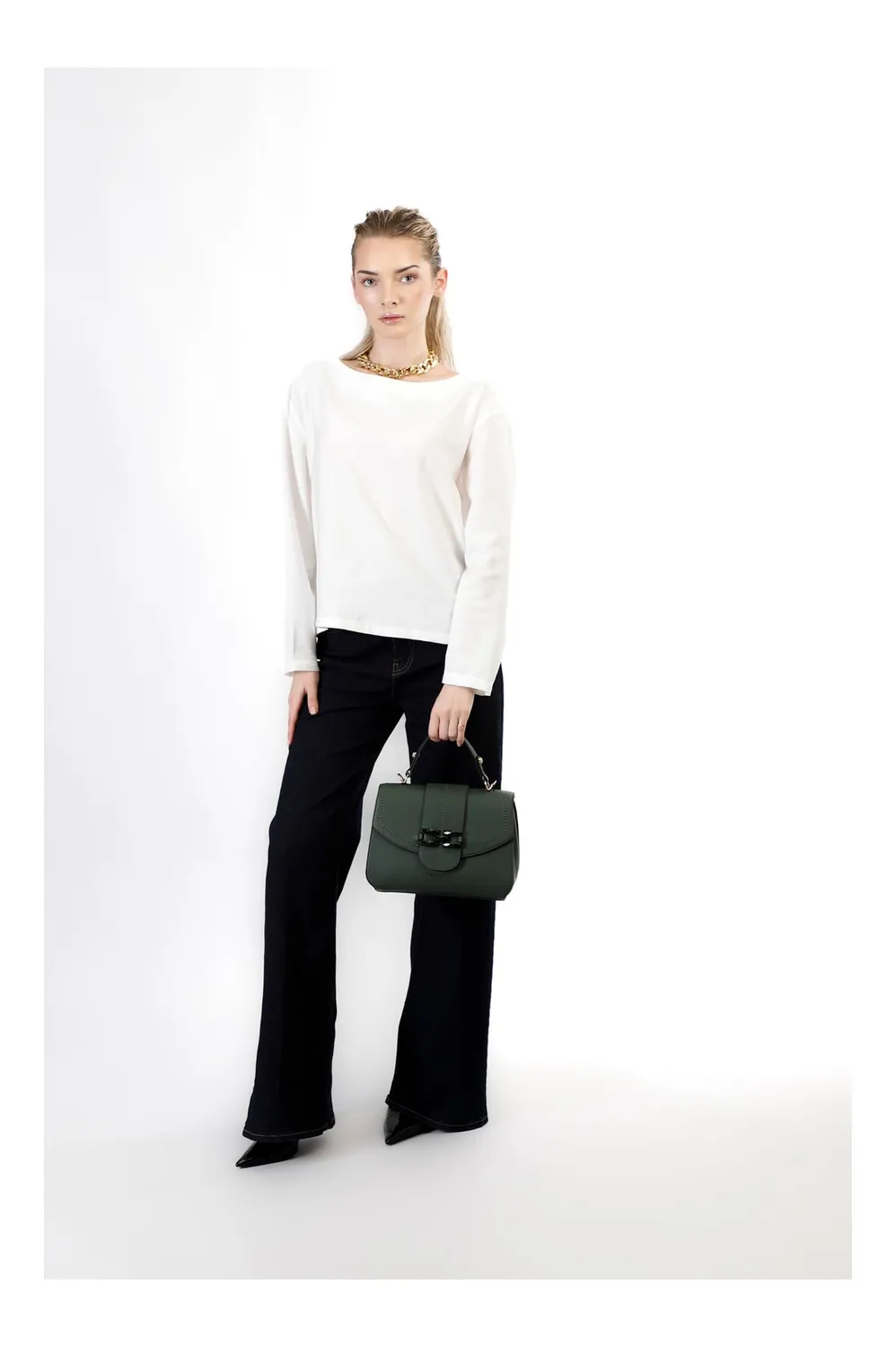 CafèNoir Morsetto Borsa a Mano Verde Verniciato