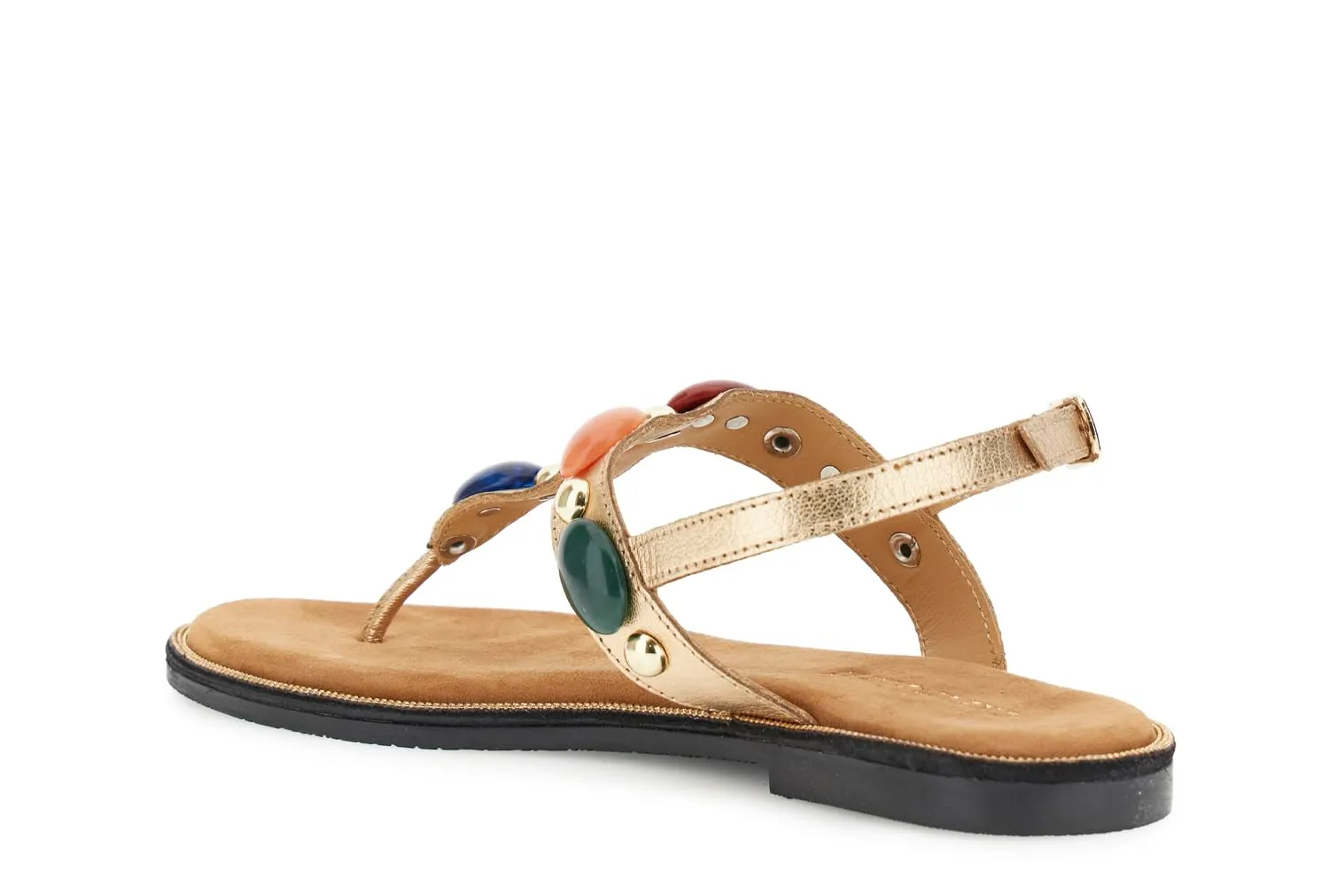 CafèNoir Sandali Infradito Pelle Pietre Oro Tacco 2,5