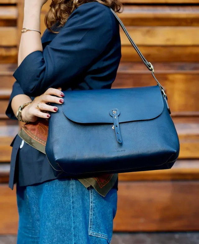 Aigin Milano Borsa Tracolla in Pelle Miele pieno fiore