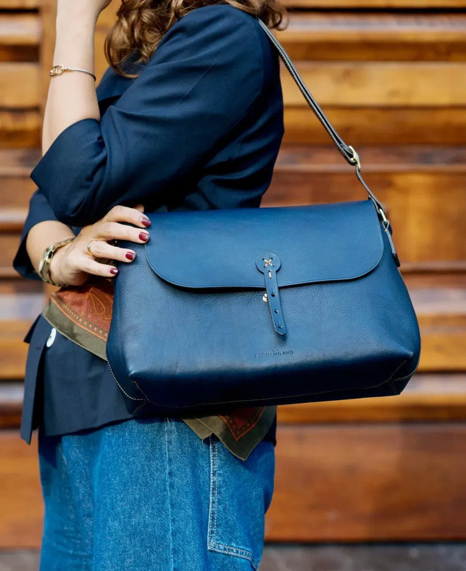Aigin Milano Borsa Tracolla in Pelle Miele pieno fiore