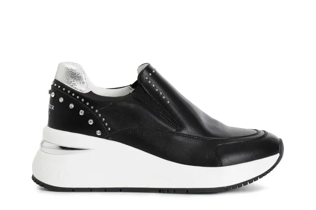 CafèNoir Slip-on Borchie Strass Sneakers Donna Nero