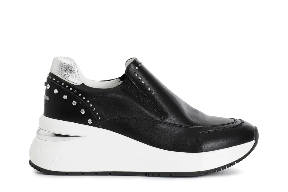 CafèNoir Slip-on Borchie Strass Sneakers Donna Nero