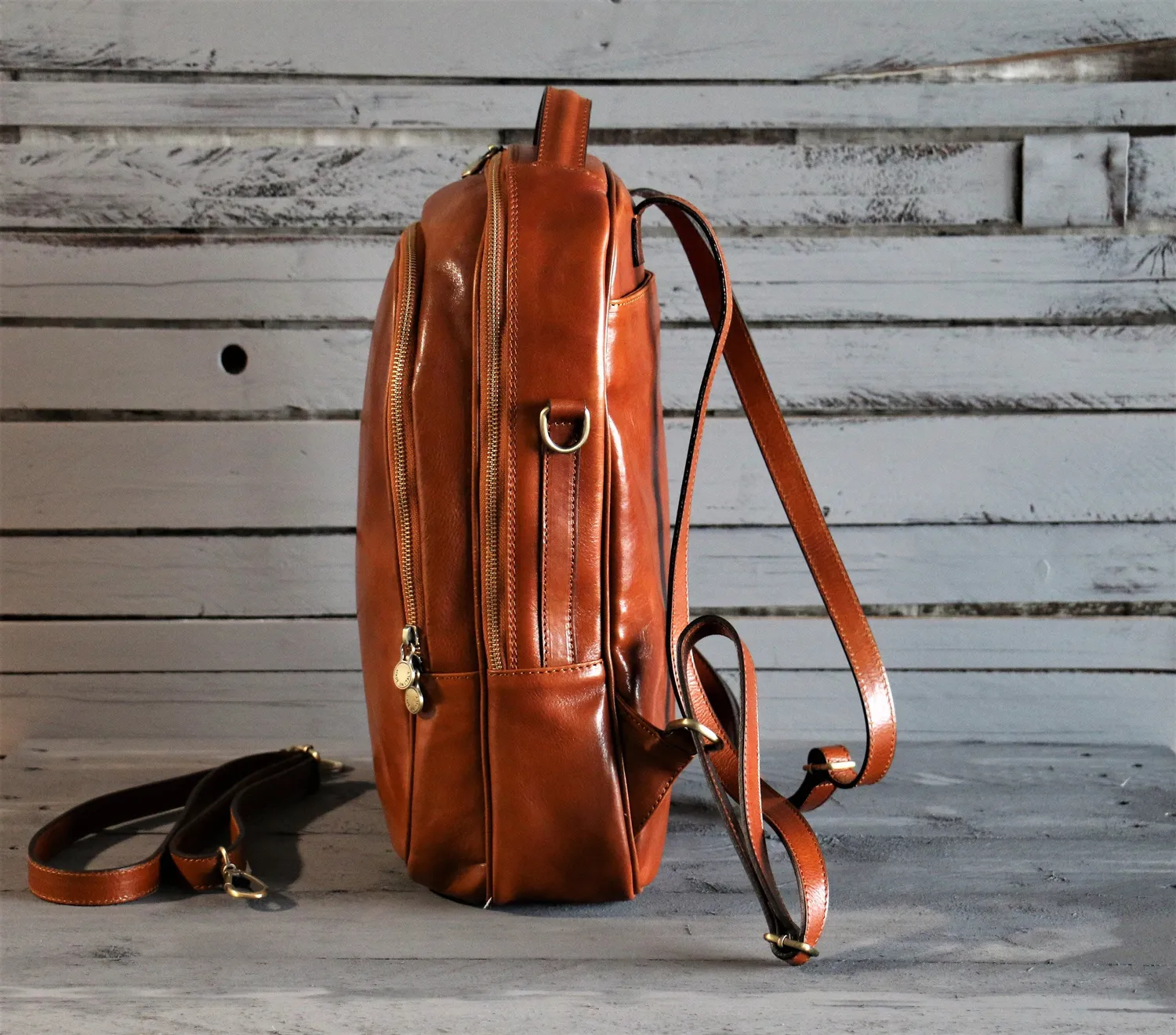 Aigin Milano zaino pelle marrone chiaro laptop 37 cm