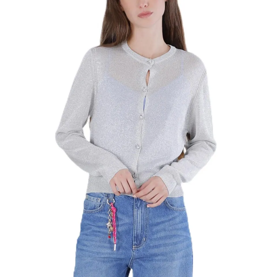 CafèNoir Cardigan Lurex Bottoni Gioiello Avena Taglia S