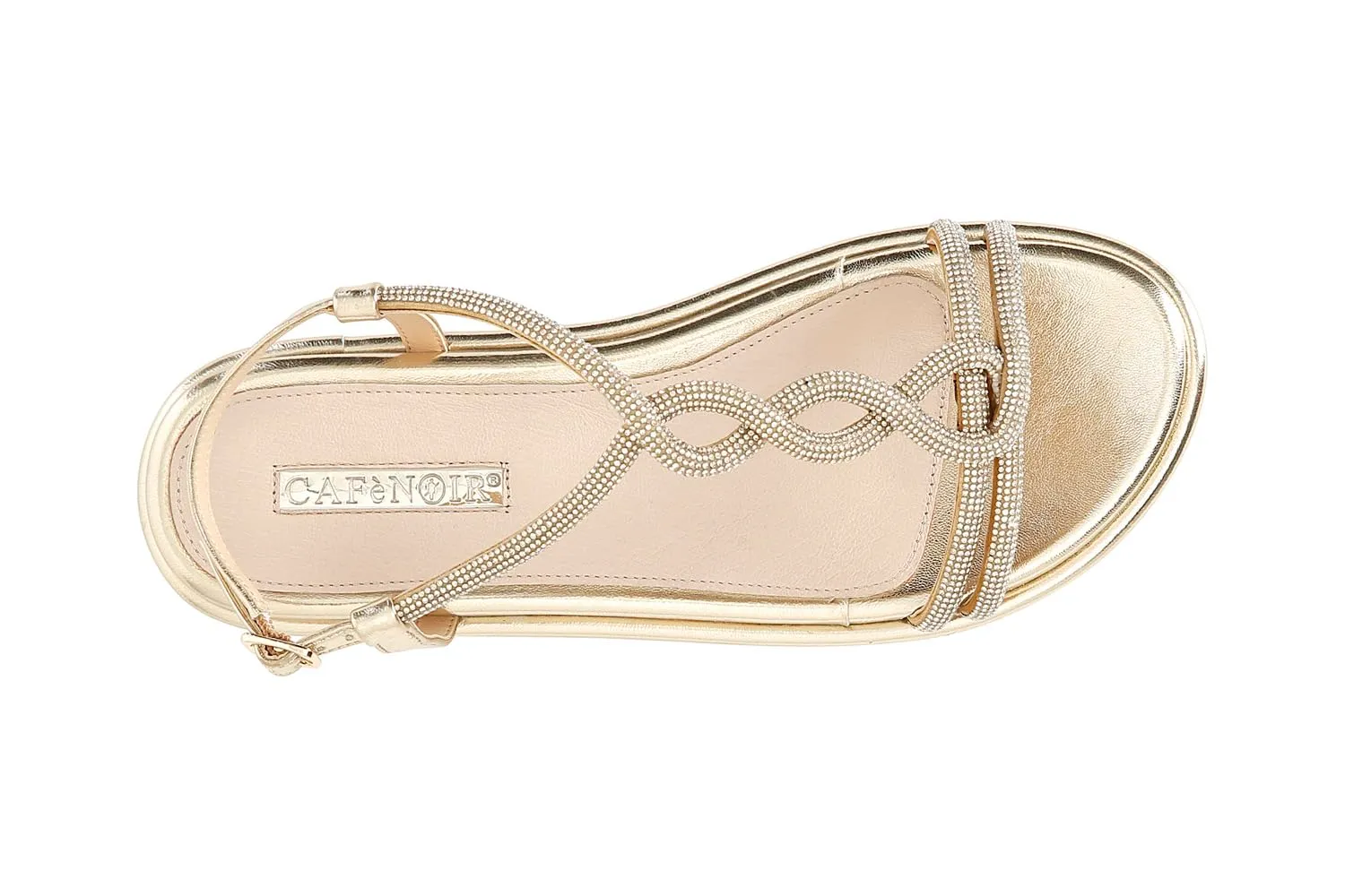 CafèNoir sandali a T donna multistrass argento