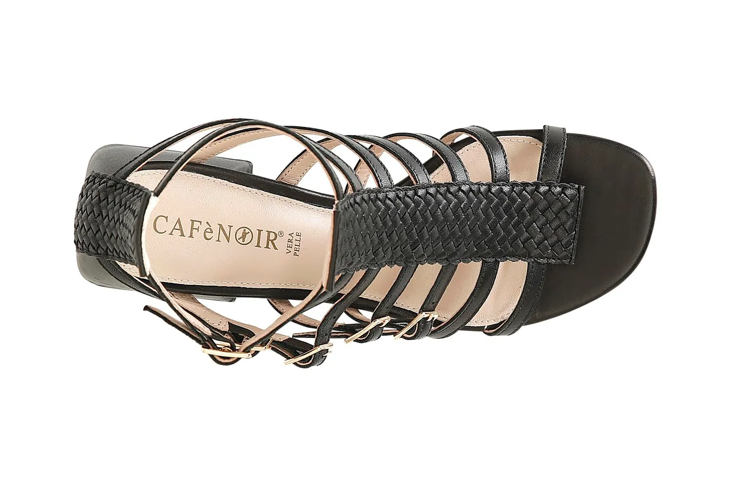 CafèNoir Intreccio Sandali Nappa Nero Tacco 6,3