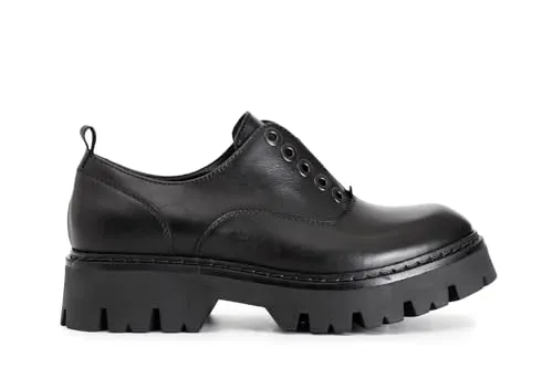 CafèNoir derby donna pelle nera allacciata