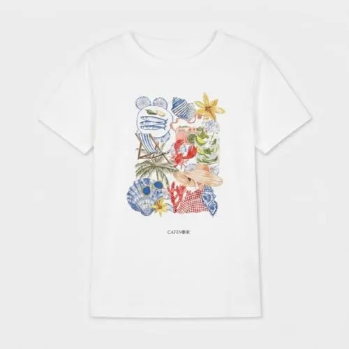 CafèNoir T-Shirt Stampa Estiva maglietta donna off white cotone