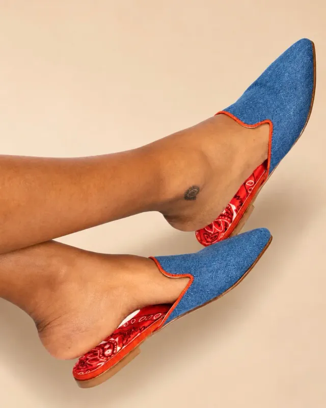 Figus Sabot Blu e Rosso sabot denim fatto a mano