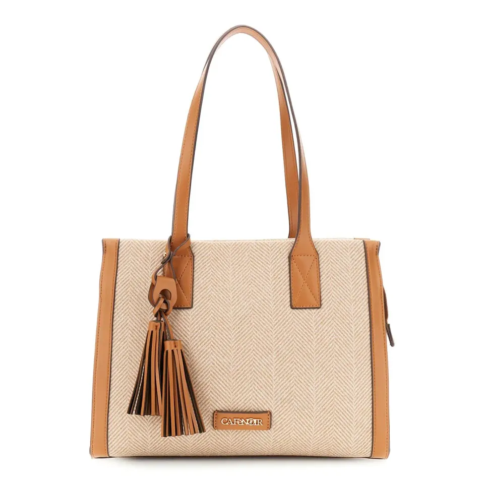 CafèNoir Borsa Tweed con Nappina Cuoio