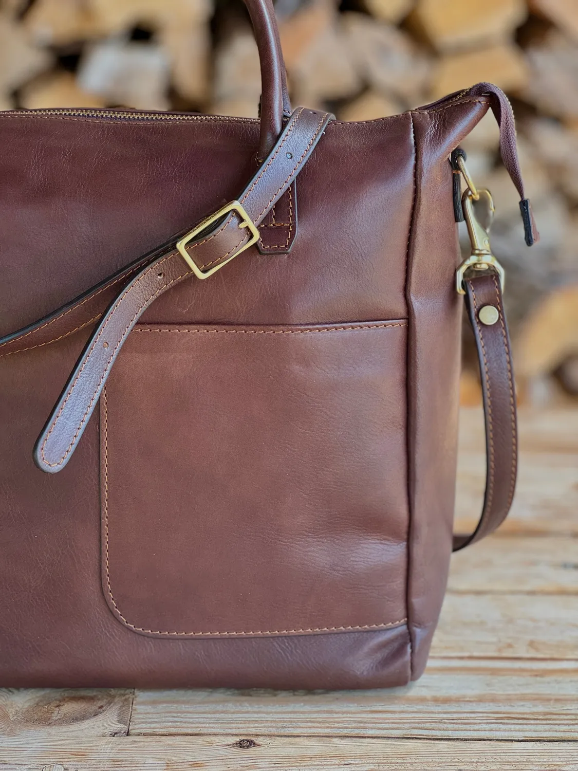 Aigin Milano borsa pelle miele imbottita porta tablet
