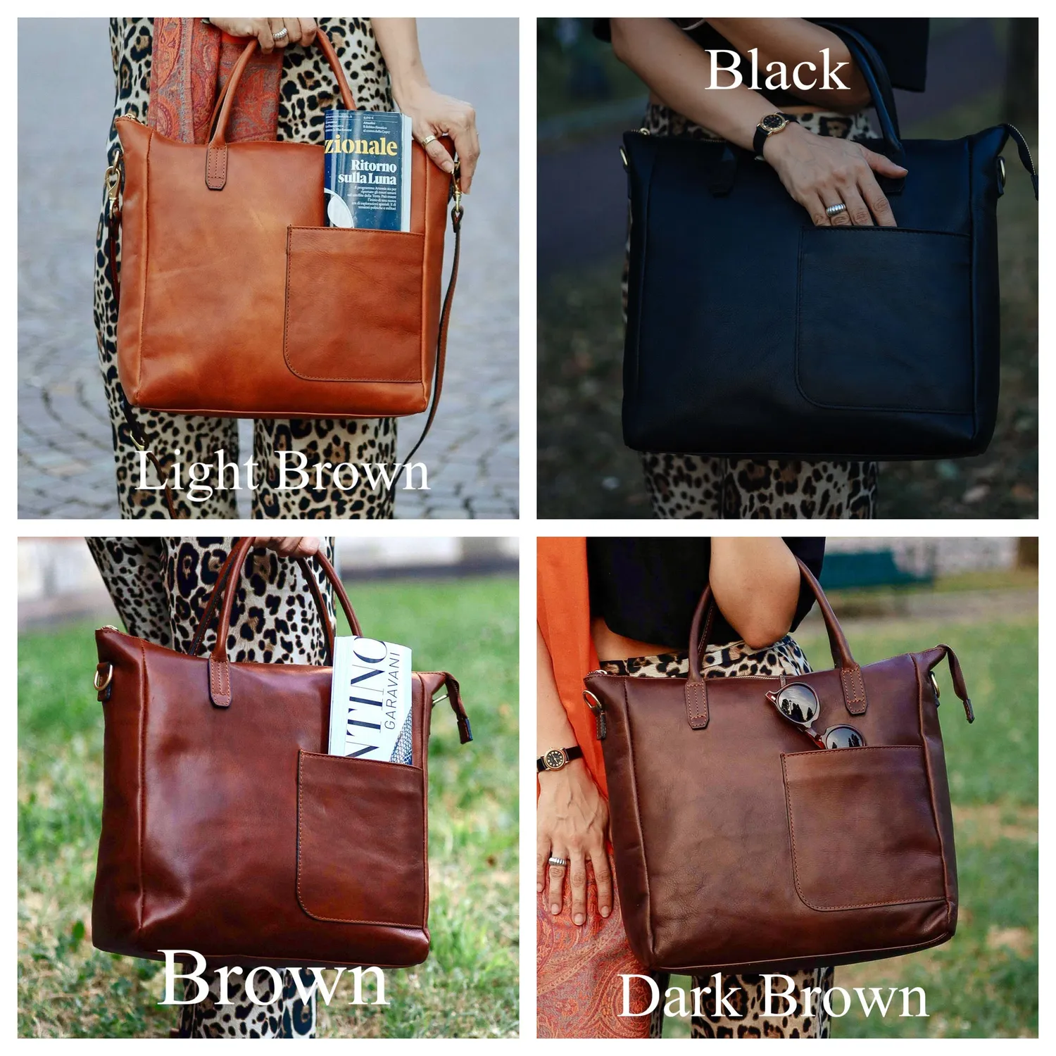 Aigin Milano Tote Bag borsa laptop marrone imbottita