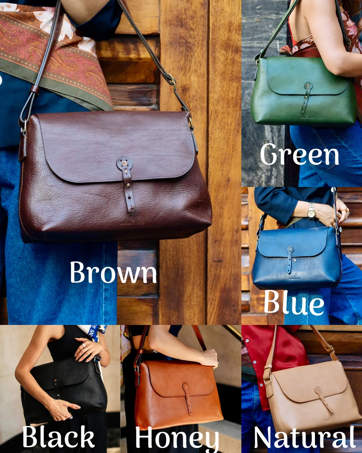 Aigin Milano Borsa Tracolla in Pelle Miele pieno fiore