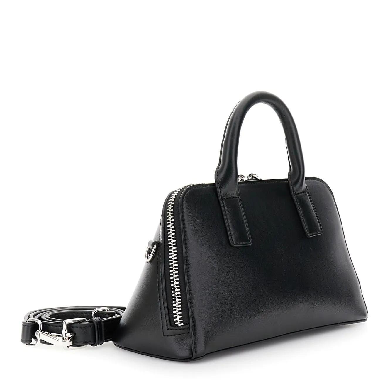 CafèNoir Borsa Mano Trapezoidale Nera Zip e Catena