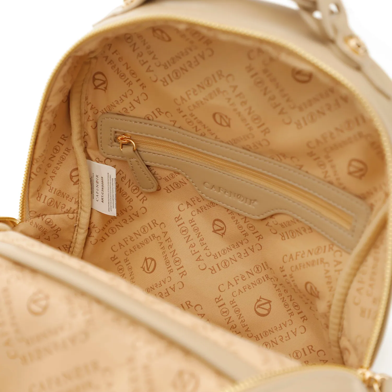 CafèNoir Logo Ad Alta Frequenza Zaino Donna Beige con Zip