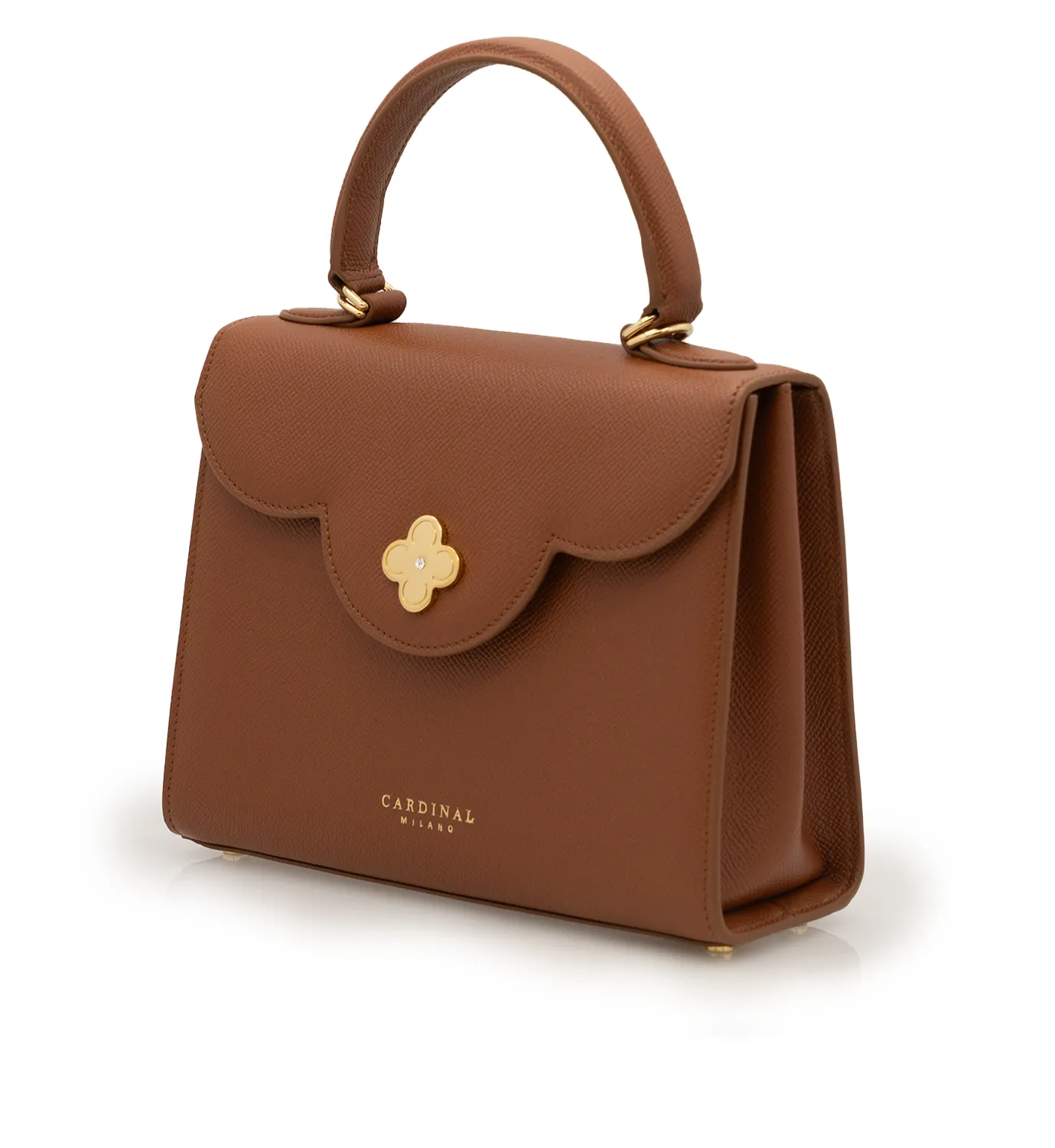 Cardinal Milano First Lady Brown Textured Borsa a Mano Marrone Vitello