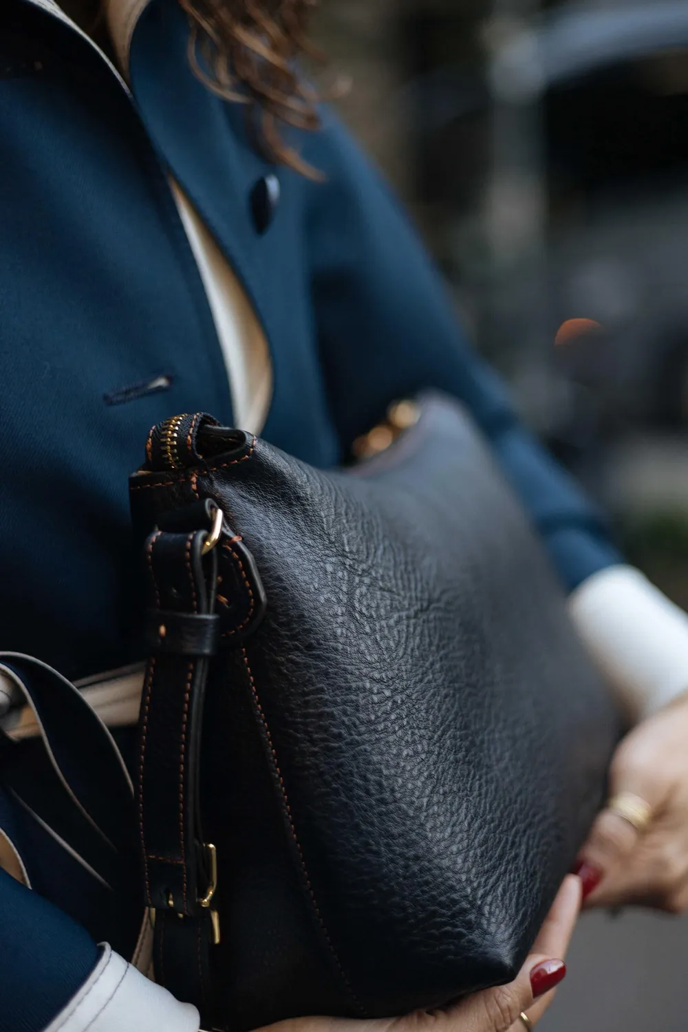 Aigin Milano Minimal Borsa Tracolla Marrone Pelle