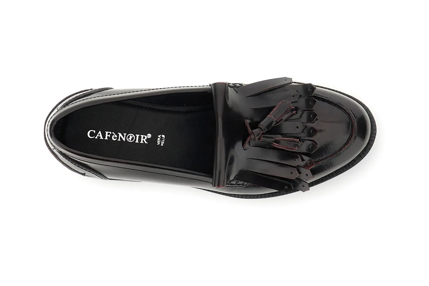 CafèNoir Mocassini Pelle Abrasivata Frange Bordeaux