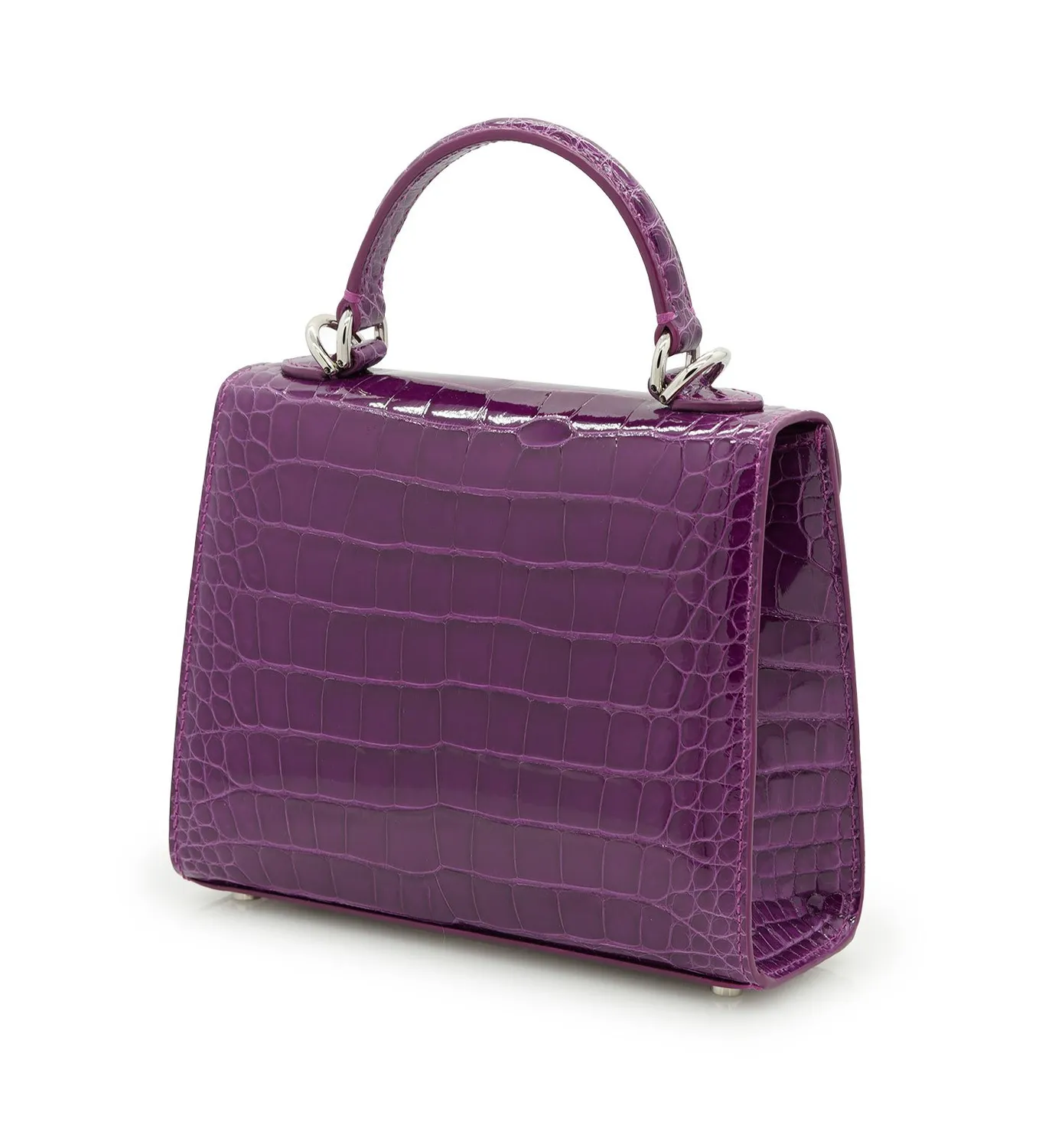 Cardinal Milano First Lady Small borsa viola pelle alligatore