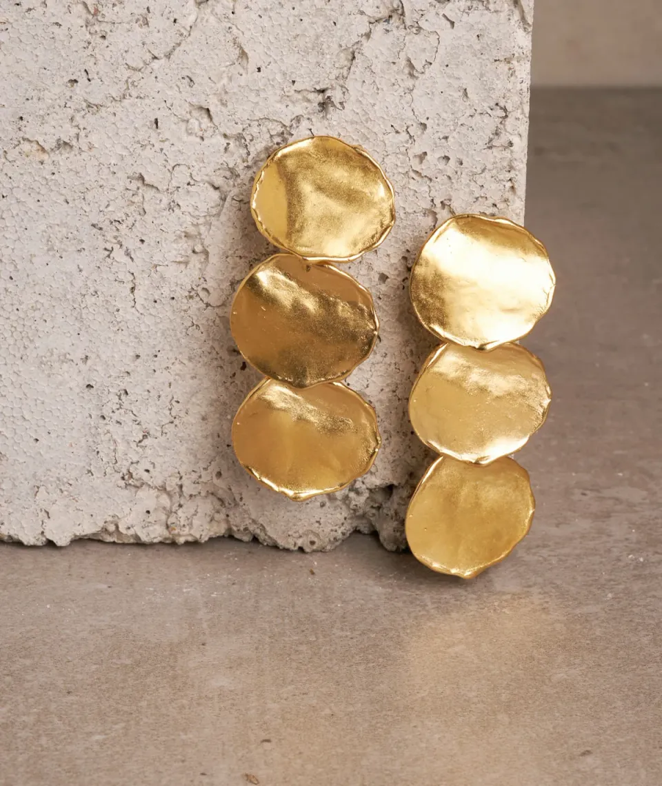 Figus Onda Tris Gold orecchini oro sabbiato