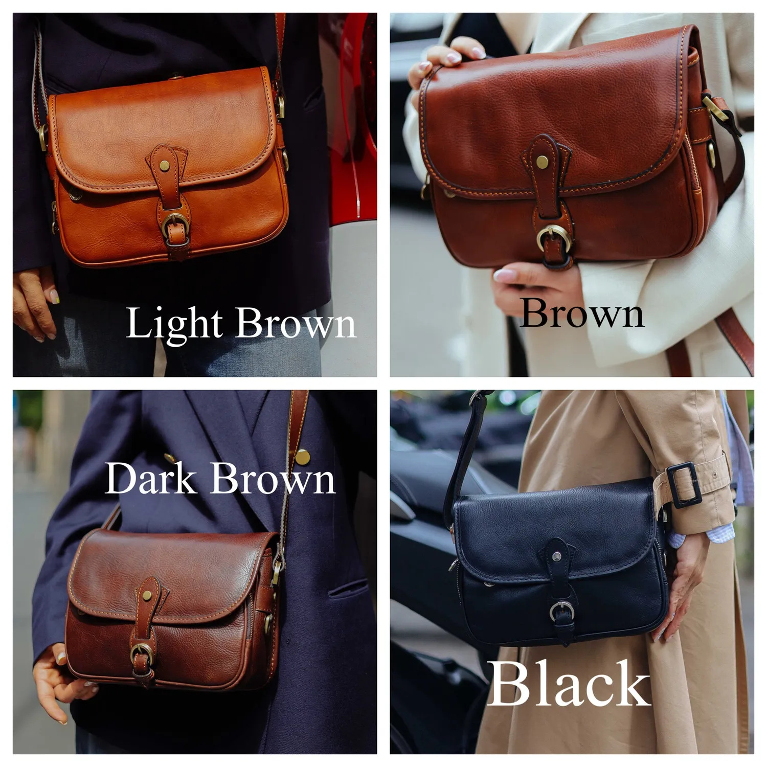 Aigin Milano Crossbody Borsa Pelle Miele Compatta