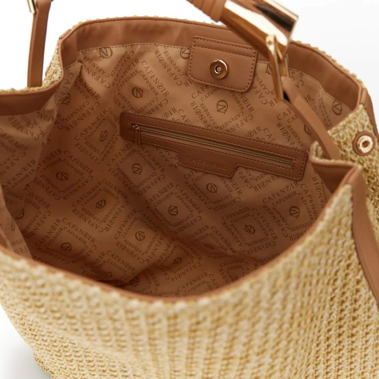 CafèNoir Sacca Raffia Naturale Rifiniture Contrasto