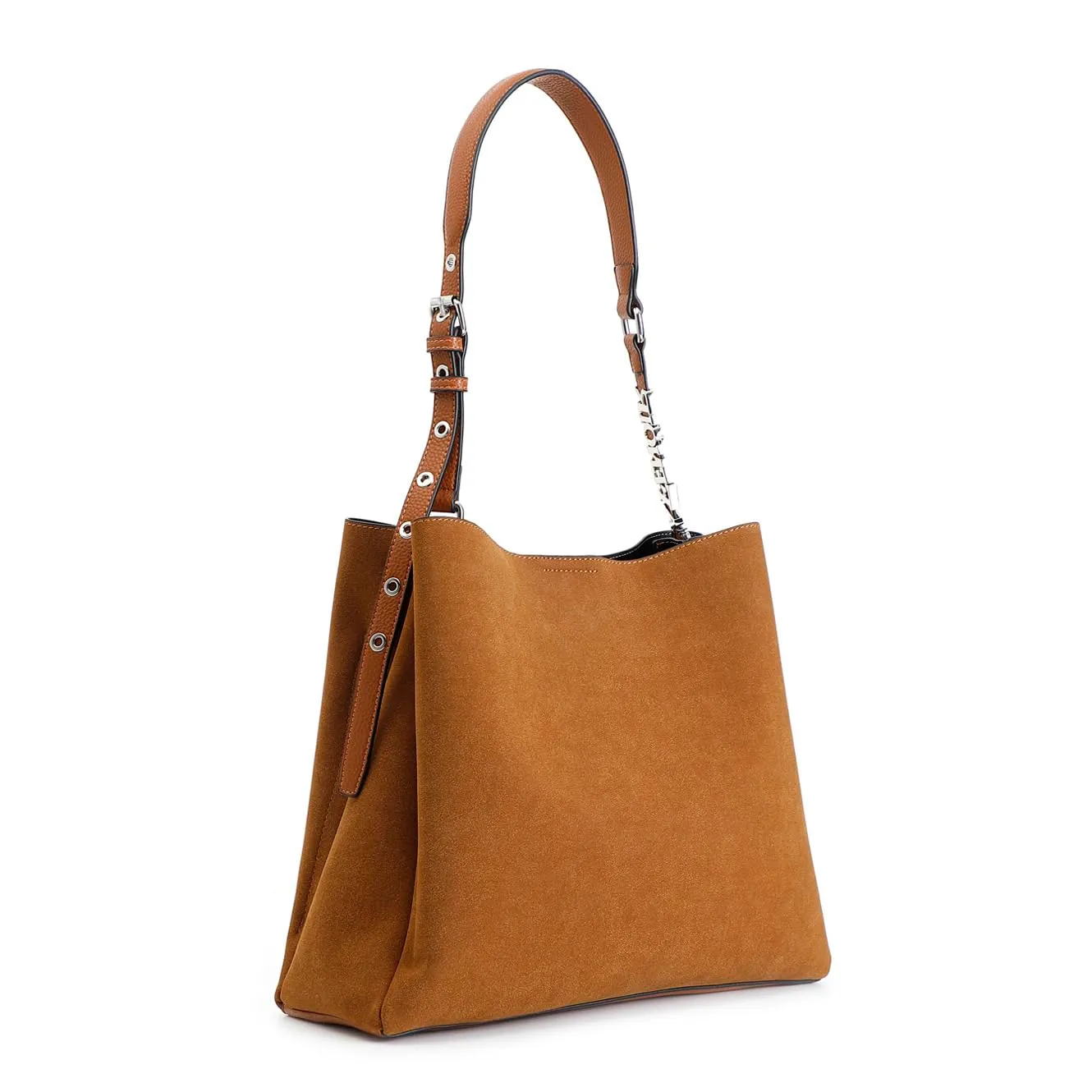 CafèNoir Borsa a Spalla Effetto Suede Cuoio Lettering