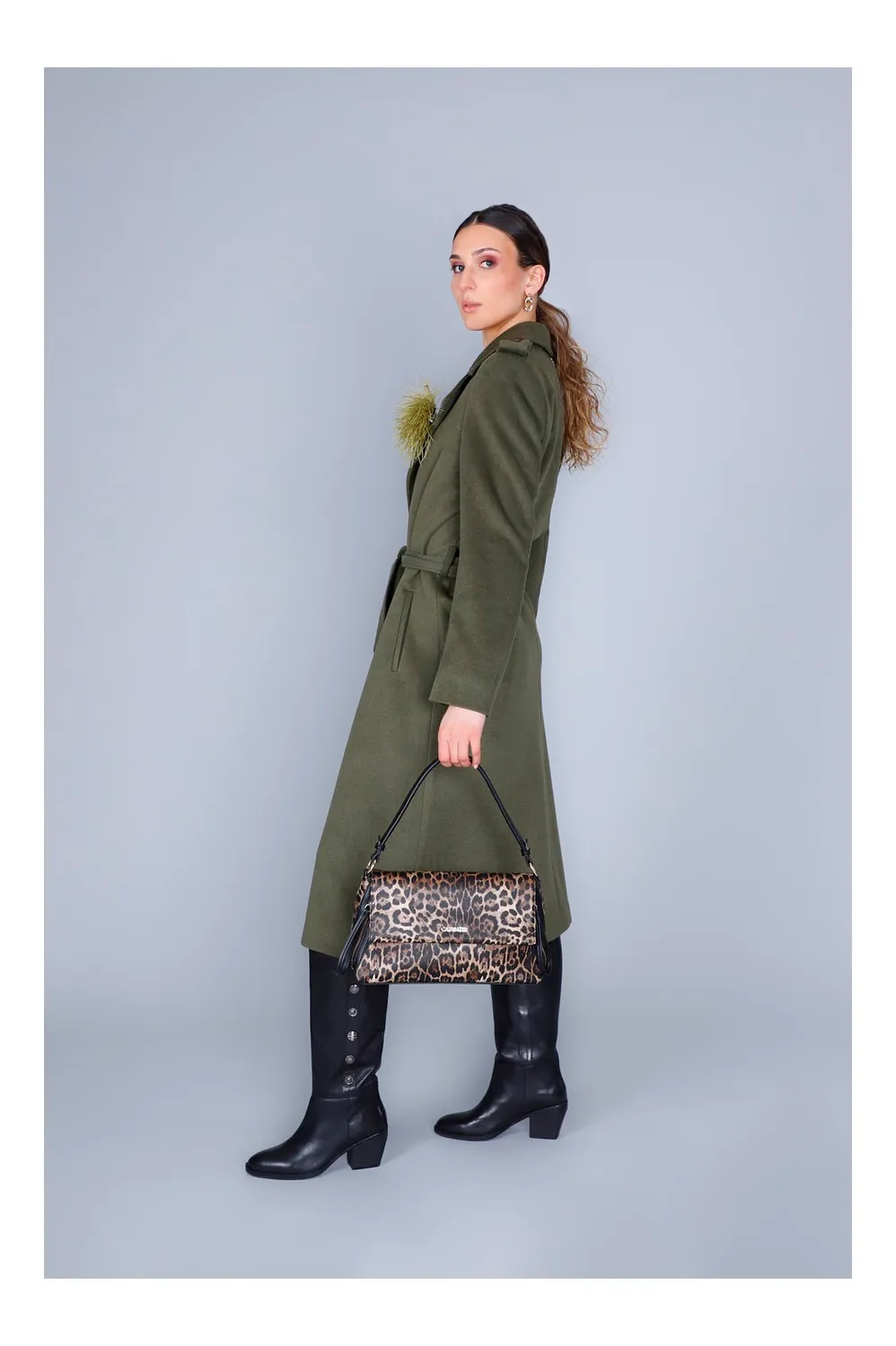 CafèNoir Spalla Pattina Leopardo Borsa a Spalla Animalier