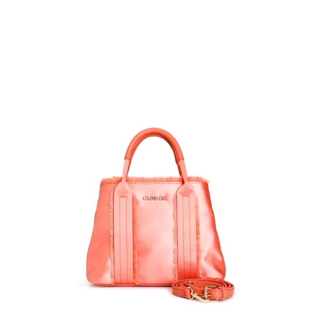CafèNoir Tote Satin Corallo Sfrangiature Tracolla