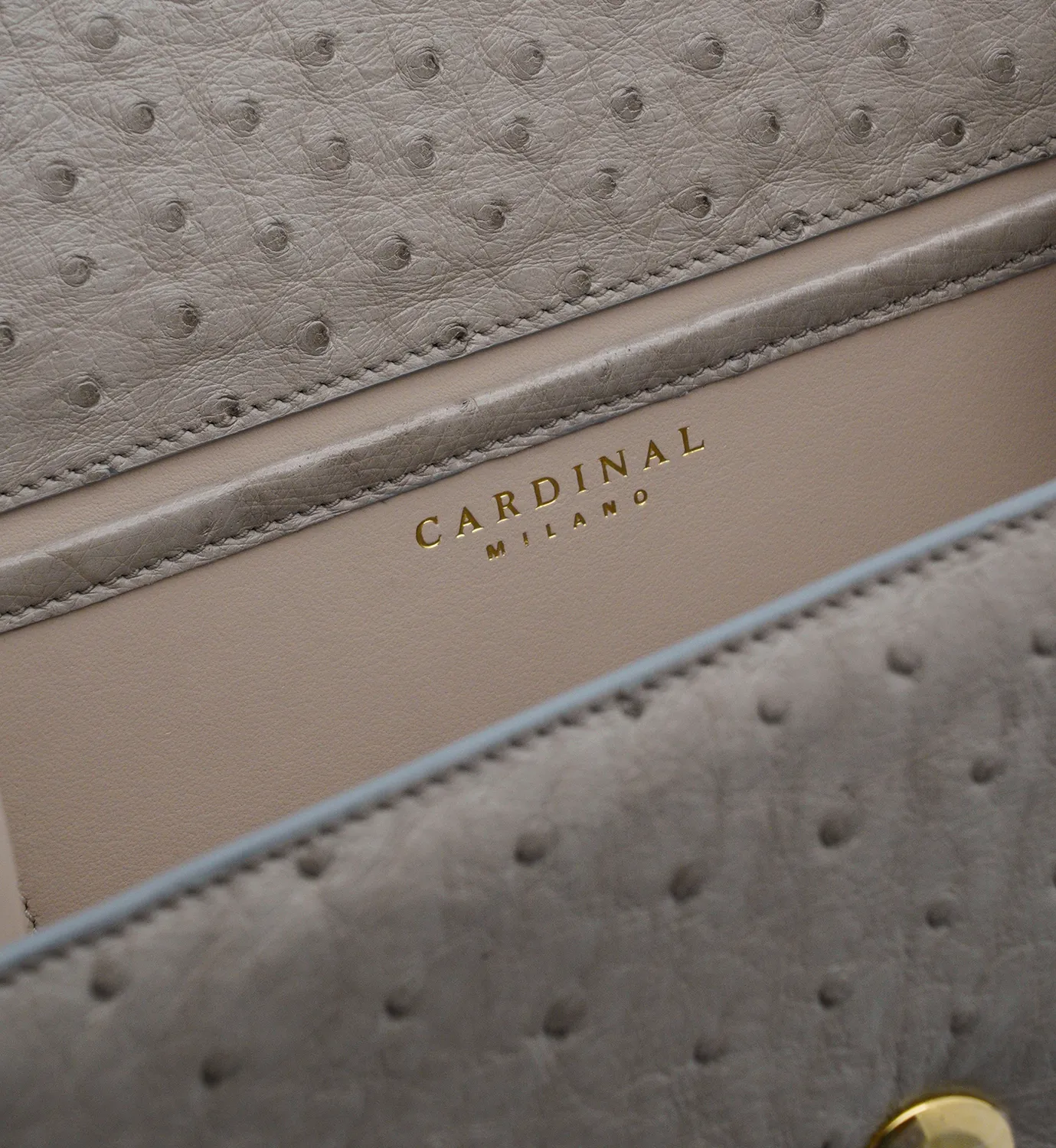 Cardinal Milano First Lady Taupe borsa struzzo taupe