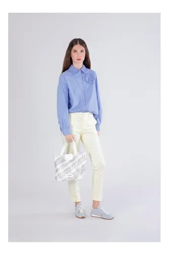 CafèNoir Tote Reversibile Intrecciata borsa Argento/Bianco
