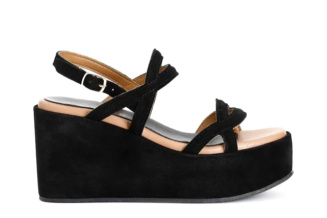 CafèNoir Sandali Zeppa Scamosciata Neri 39 Zeppa 9,5 cm