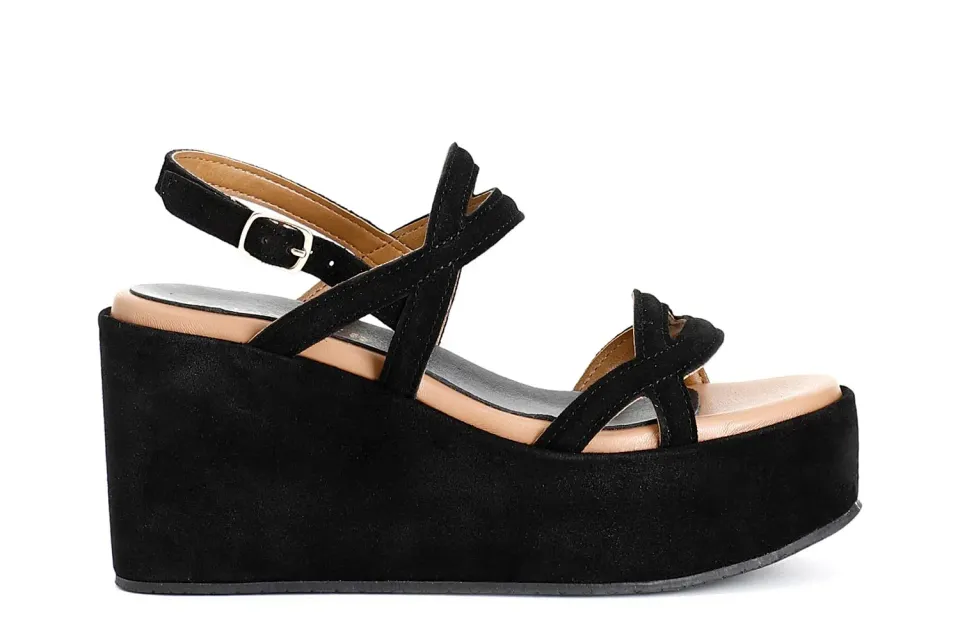 CafèNoir Sandali Zeppa Scamosciata Neri 39 Zeppa 9,5 cm