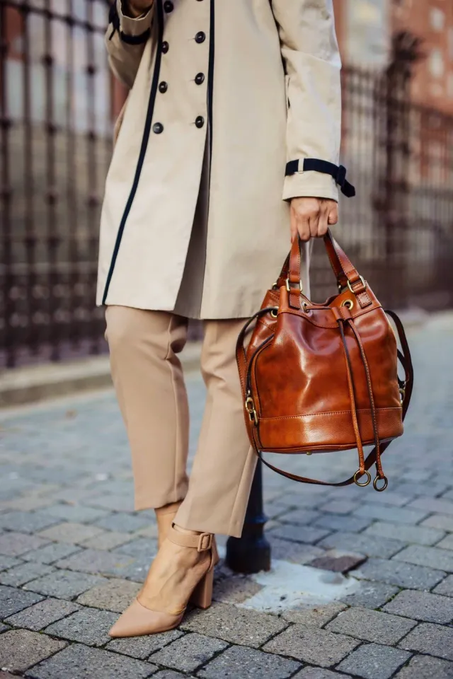 Aigin Milano Tuscany borsa secchiello pelle marrone