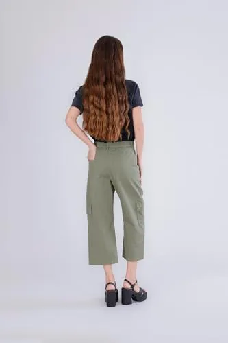 CafèNoir Pantaloni Cargo Borchie Cotone Militare 38