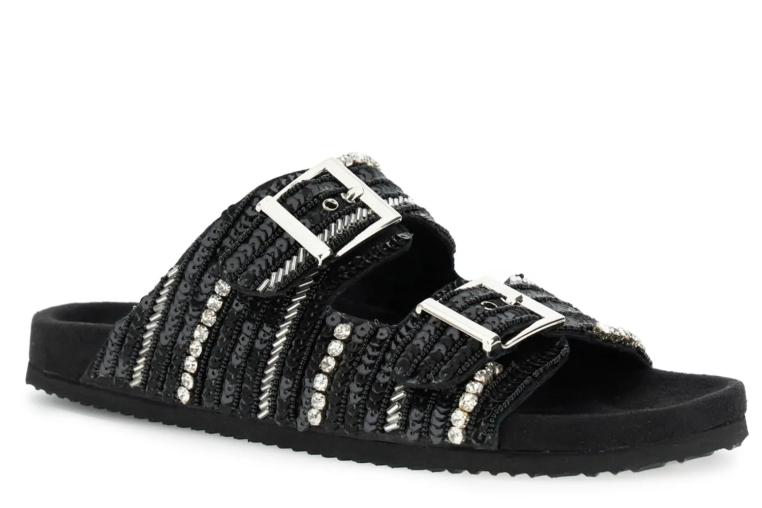 CafèNoir Ciabatta Donna Nero Doppia Fibbia Strass 39