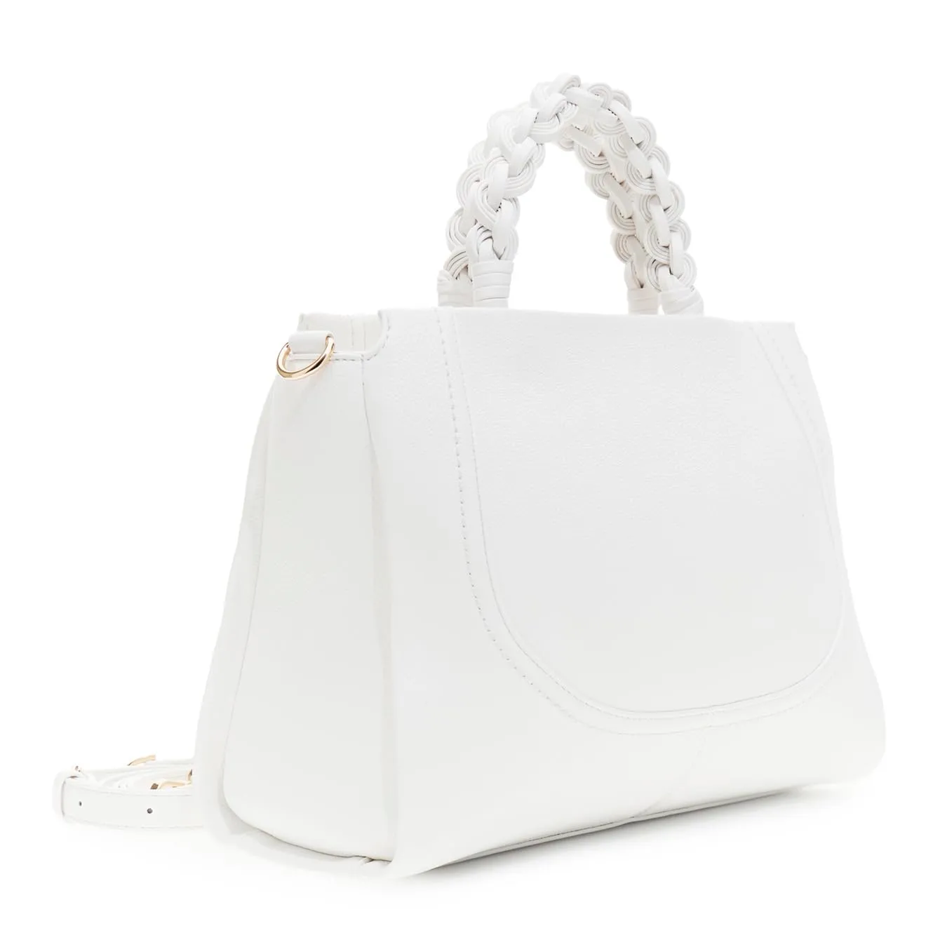 CafèNoir Tote Effetto Pelle Bianca Manico Intrecciato