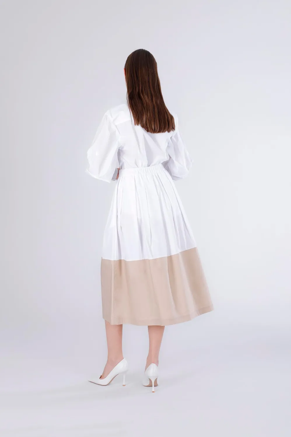 CafèNoir Gonna Bicolor Pieghe Donna Bianco Sabbia S