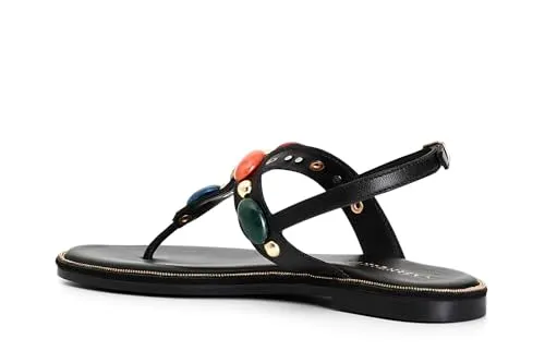 CafèNoir Sandali Infradito Pelle Pietre Nero Tacco 2,5