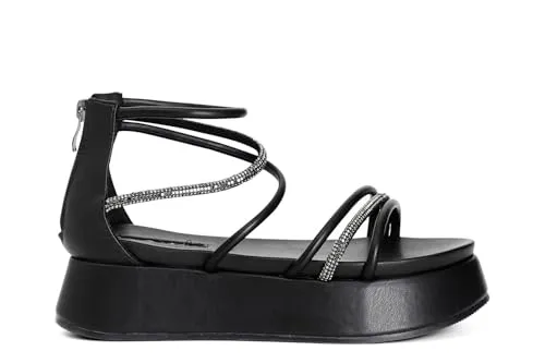 CafèNoir Sandali Asimmetrici Zeppa 3,5 cm Mignons Strass