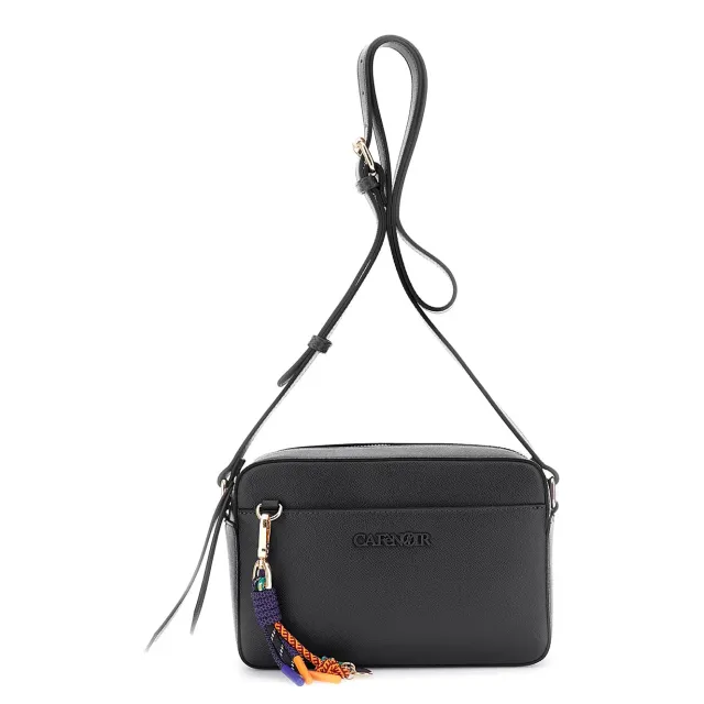 CafèNoir Camera Bag Saffiano Nera Charms Multicolor