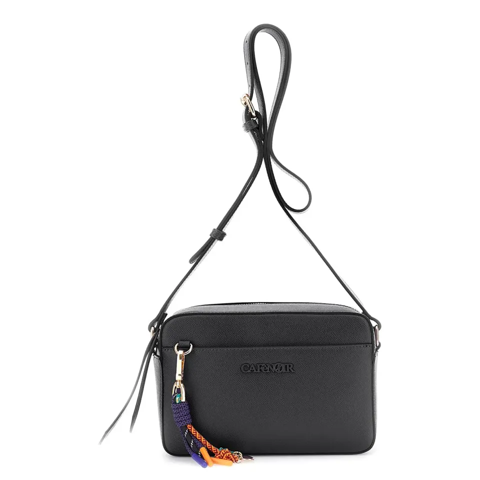 CafèNoir Camera Bag Saffiano Nera Charms Multicolor