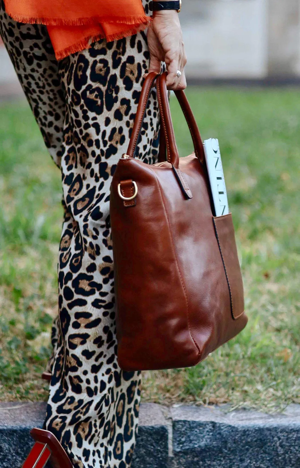 Aigin Milano Tote Bag borsa laptop marrone imbottita