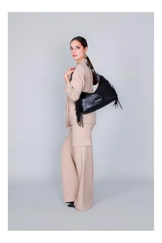 CafèNoir borsa a spalla frange nero