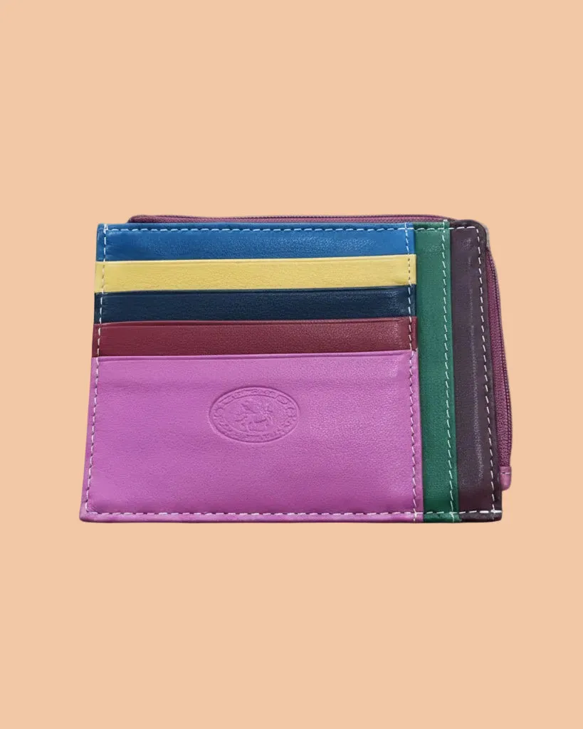 Figus 550 portacarte pelle zip Arancione Multicolor