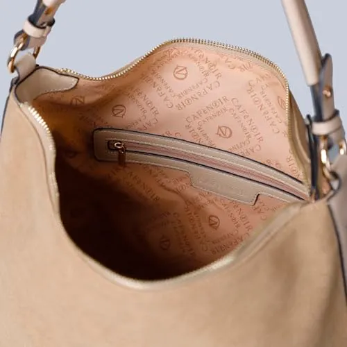 CafèNoir Sacca Morbida Borsa Beige Effetto Suede