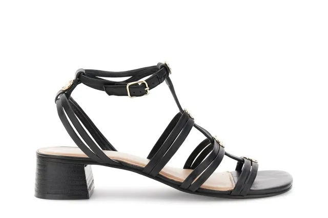 CafèNoir Ciabatta Pelle Multilistini Borchie Donna Nera